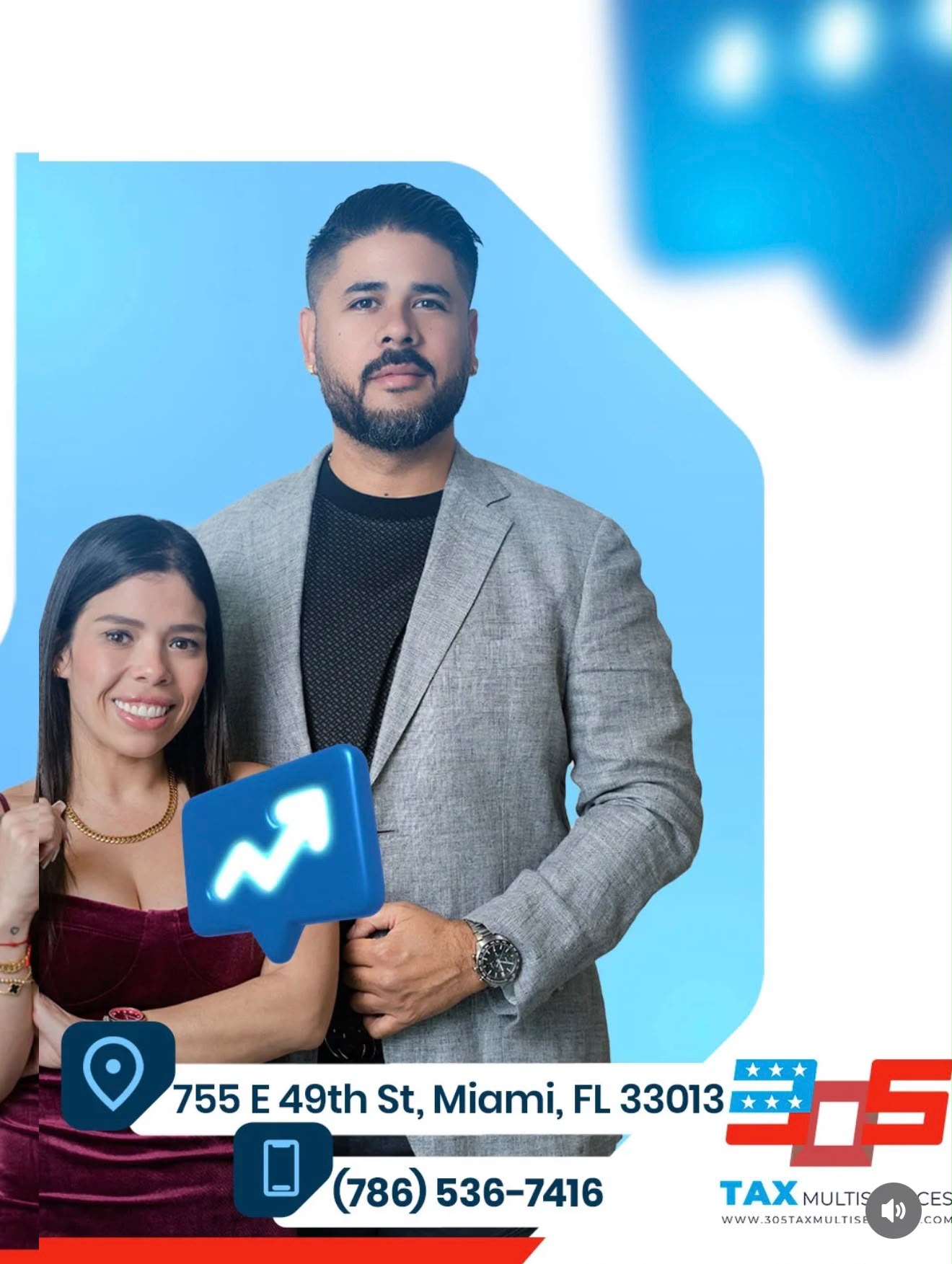 Jorge y Deliaris en una presentación de 305 Tax Multiservices